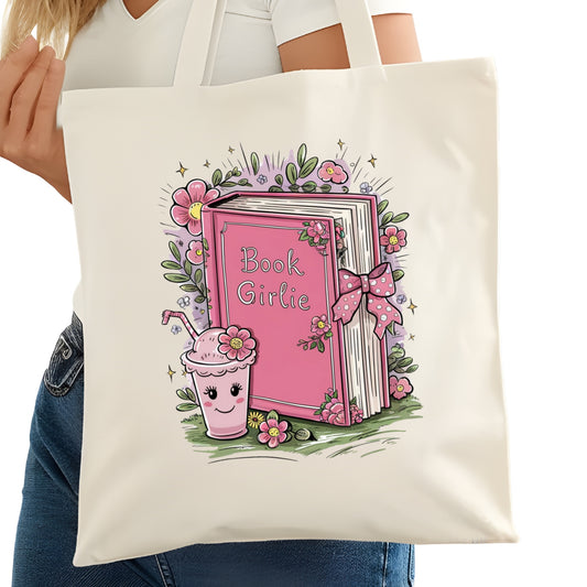 Book Girlie Bookish Tote Bag – Reading Tote for Book Lovers – Book Reader Bag - Romance Reader Tote - Book Store