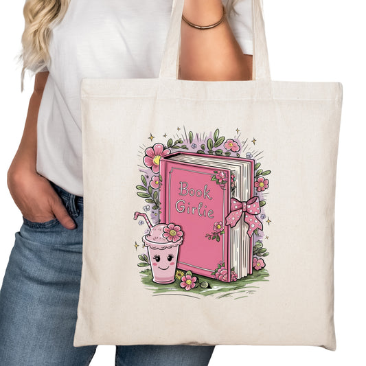 Book Girlie Bookish Tote Bag – Reading Tote for Book Lovers – Book Reader Bag - Romance Reader Tote - Book Store