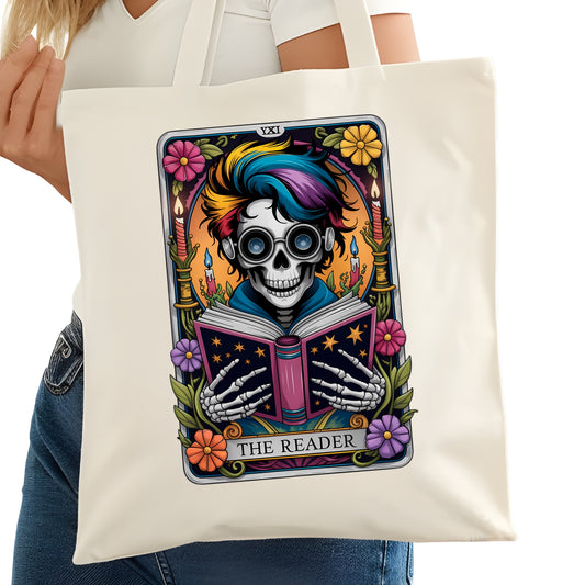 The READER Tarot Card Bookish Tote Bag – Reading Tote for Book Lovers – Book Reader Bag - Romance Reader Tote - Book Store