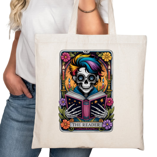The READER Tarot Card Bookish Tote Bag – Reading Tote for Book Lovers – Book Reader Bag - Romance Reader Tote - Book Store