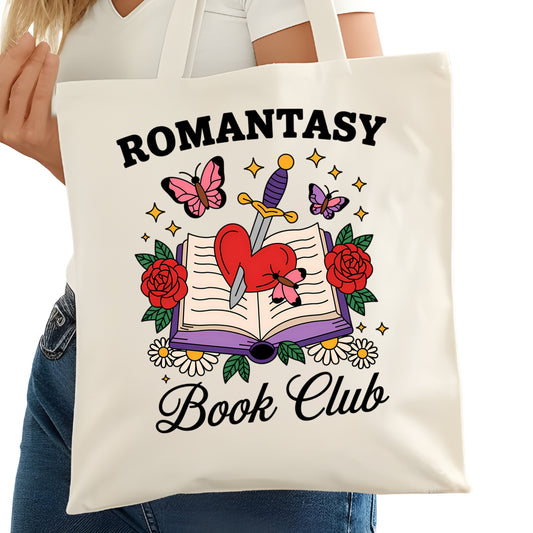 Romantasy Book Club Bookish Tote Bag – Reading Tote for Book Lovers – Book Reader Bag - Romance Reader Tote - Book Store