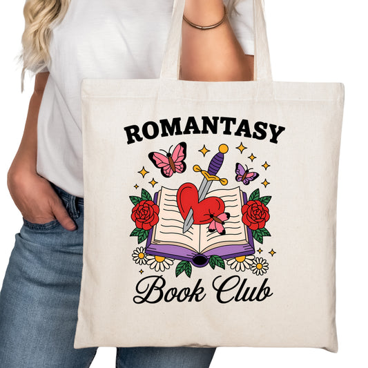 Romantasy Book Club Bookish Tote Bag – Reading Tote for Book Lovers – Book Reader Bag - Romance Reader Tote - Book Store