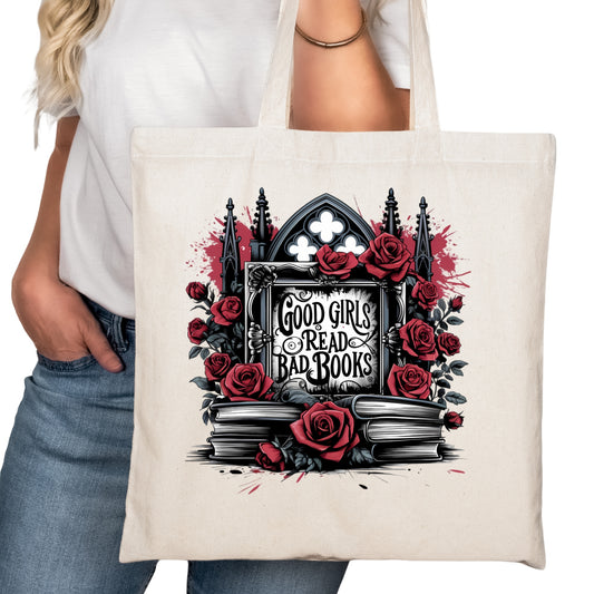 Good Girls Read Bad Books Bookish Tote Bag – Reading Tote for Book Lovers – Book Reader Bag - Romance Reader Tote - Book Store