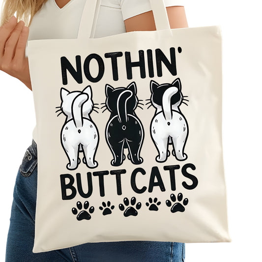 Nothing BUTT Cats Funny Cat Tote Bag – Reading Tote for Book Lovers – Book Reader Bag - Romance Reader Tote - Book Store