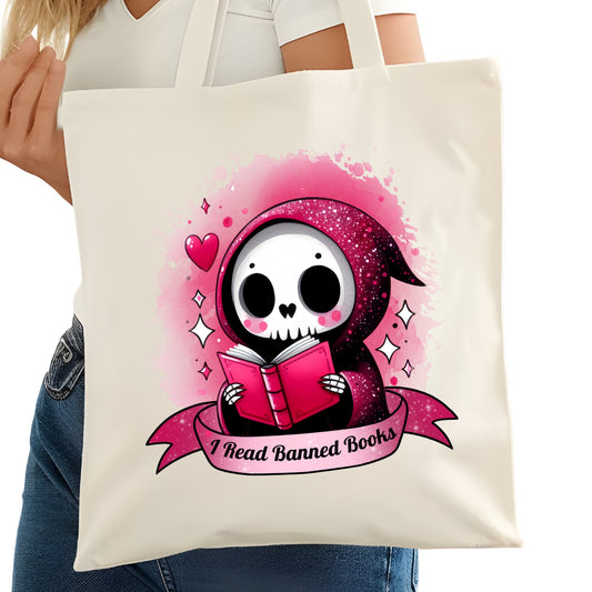 I Read Banned Books CORRECT Bookish Tote Bag – Reading Tote for Book Lovers – Book Reader Bag - Romance Reader Tote - Book Store