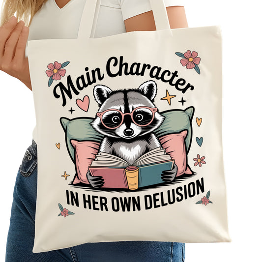 Main Character in Her Own Delusion Bookish Tote Bag – Reading Tote for Book Lovers – Book Reader Bag - Romance Reader Tote - Book Store