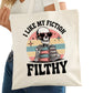 I Like My Fiction Filthy Bookish Tote Bag – Reading Tote for Book Lovers – Book Reader Bag - Romance Reader Tote - Book Store
