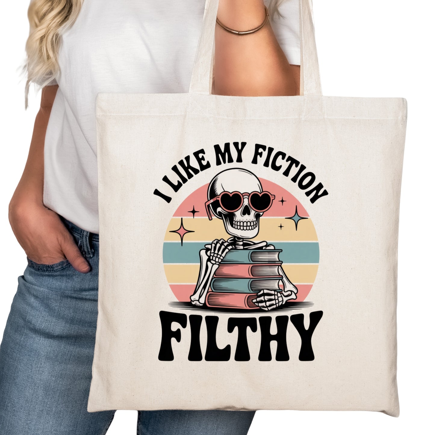 I Like My Fiction Filthy Bookish Tote Bag – Reading Tote for Book Lovers – Book Reader Bag - Romance Reader Tote - Book Store