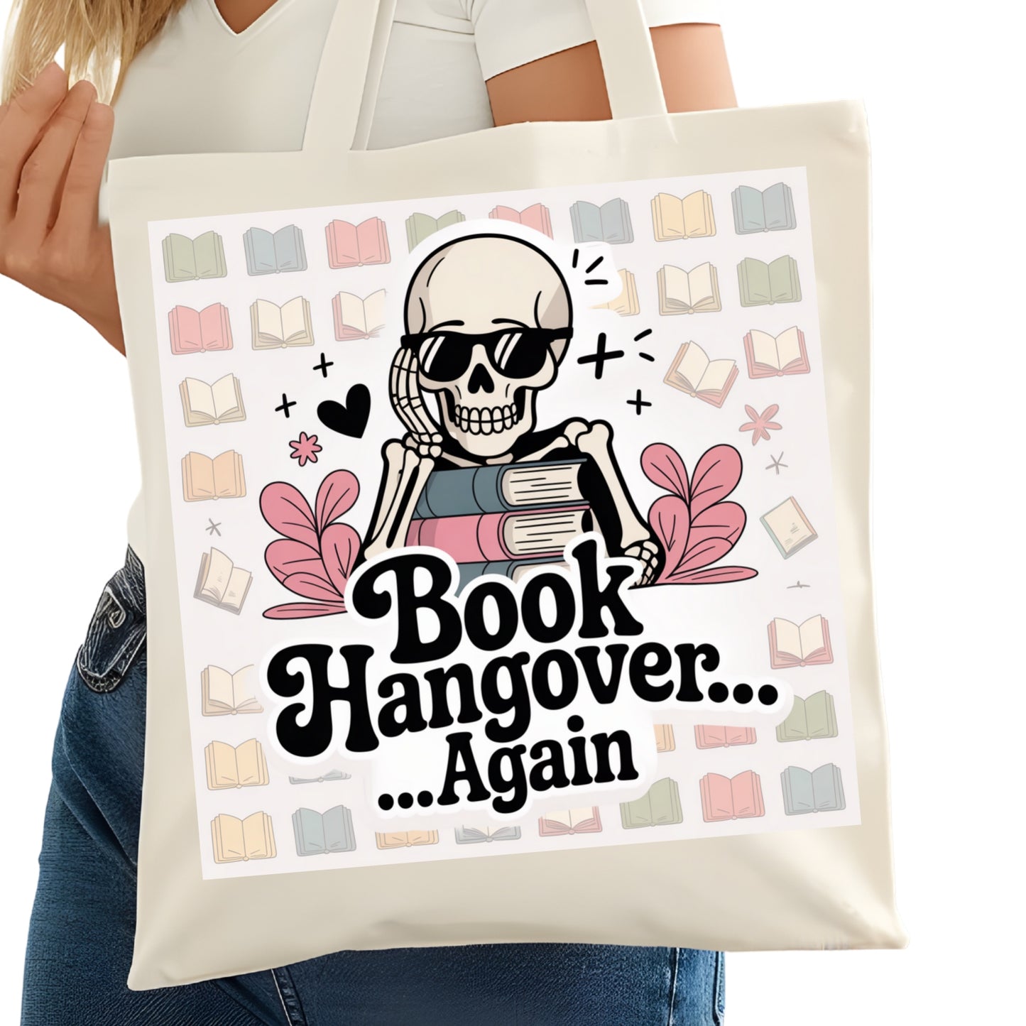 Book Hangover Again Bookish Tote Bag – Reading Tote for Book Lovers – Book Reader Bag - Romance Reader Tote - Book Store