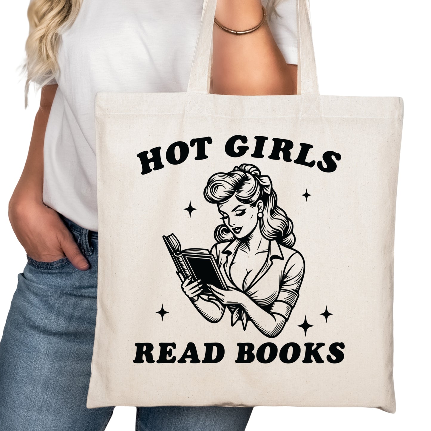 Got Girls Read Books Retro Bookish Tote Bag – Reading Tote for Book Lovers – Book Reader Bag - Romance Reader Tote - Book Store