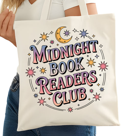 Midnight Book Readers Club Bookish Tote Bag – Reading Tote for Book Lovers – Book Reader Bag - Romance Reader Tote - Book Store