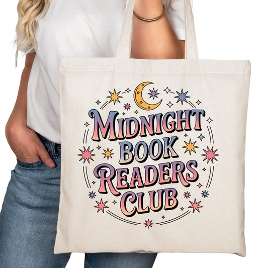 Midnight Book Readers Club Bookish Tote Bag – Reading Tote for Book Lovers – Book Reader Bag - Romance Reader Tote - Book Store