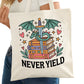 Never Yield Dragon Bookish Tote Bag – Reading Tote for Book Lovers – Book Reader Bag - Romance Reader Tote - Book Store