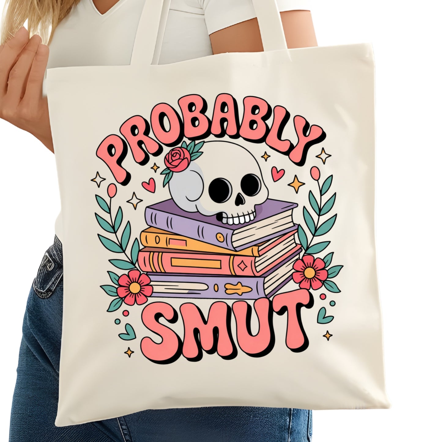 Probably Smut Bookish Tote Bag – Reading Tote for Book Lovers – Book Reader Bag - Romance Reader Tote - Book Store