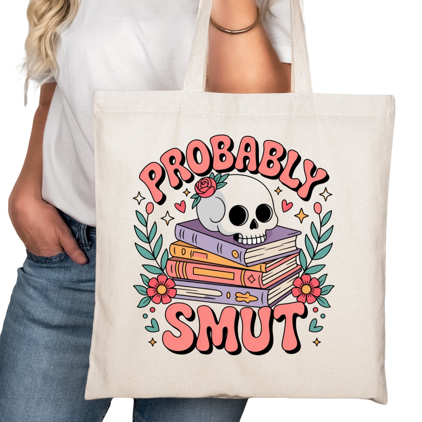 Probably Smut Bookish Tote Bag – Reading Tote for Book Lovers – Book Reader Bag - Romance Reader Tote - Book Store