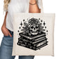 Gothic Books and Skull Bookish Tote Bag – Reading Tote for Book Lovers – Book Reader Bag - Romance Reader Tote - Book Store