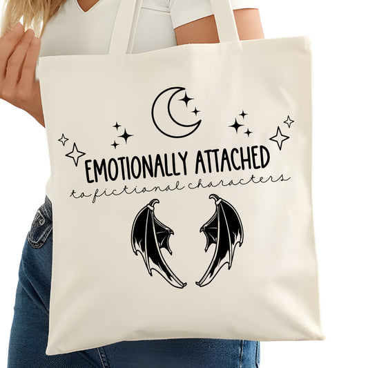 Emotionally Attached to Fictional Characters Wings Bookish Tote Bag – Reading Tote – Book Reader Bag - Romance Reader Tote - Book Store