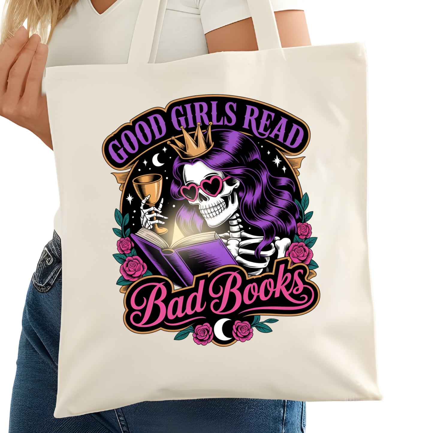 Good Girls Read Bad Books Smutty Romance Bookish Tote Bag – Reading Tote for Book Lovers – Book Reader - Romance Reader Tote - Book Store