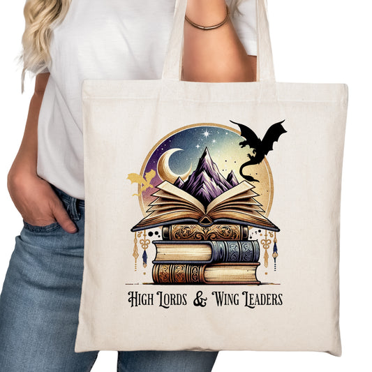 High Lords and Wing Leaders Bookish Tote Bag – Reading Tote for Book Lovers – Book Reader Bag - Romance Reader Tote - Book Store