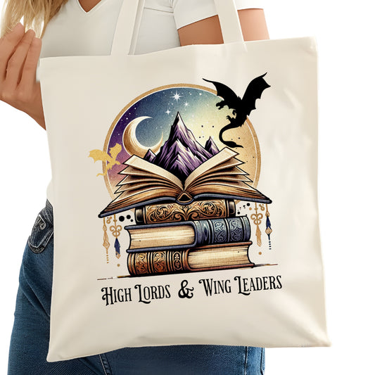 High Lords and Wing Leaders Bookish Tote Bag – Reading Tote for Book Lovers – Book Reader Bag - Romance Reader Tote - Book Store
