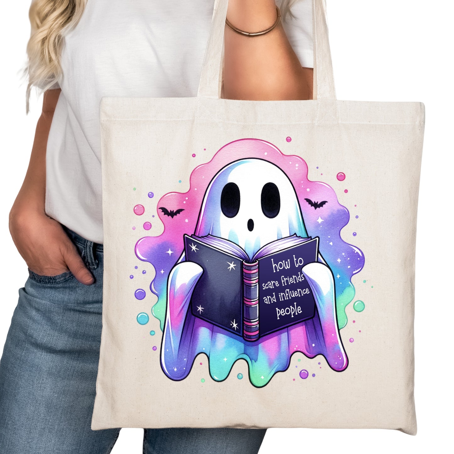 I Like to Scare Friends Bookish Tote Bag – Reading Tote for Book Lovers – Book Reader Bag - Romance Reader Tote - Book Store