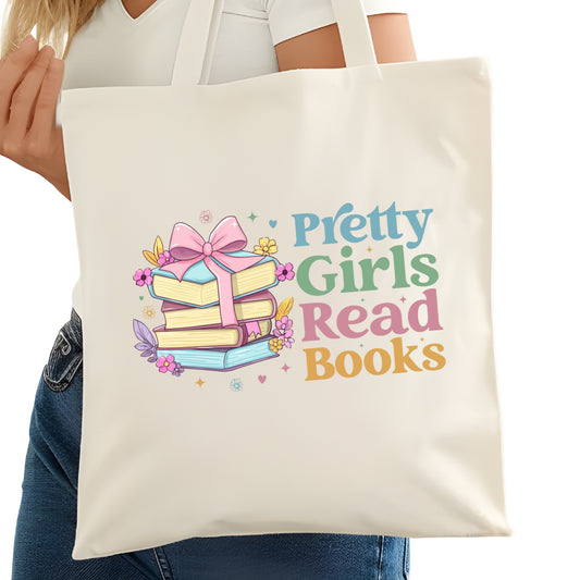 Pretty Girls Read Books Bookish Tote Bag – Reading Tote for Book Lovers – Book Reader Bag - Romance Reader Tote - Book Store