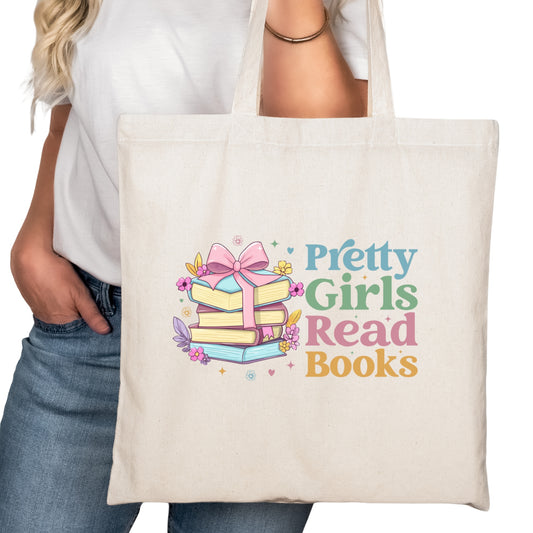 Pretty Girls Read Books Bookish Tote Bag – Reading Tote for Book Lovers – Book Reader Bag - Romance Reader Tote - Book Store