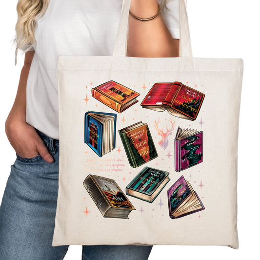 ACOTAR Book Covers Bookish Tote Bag – Reading Tote for Book Lovers – Book Reader Bag - Romance Reader Tote - Book Store