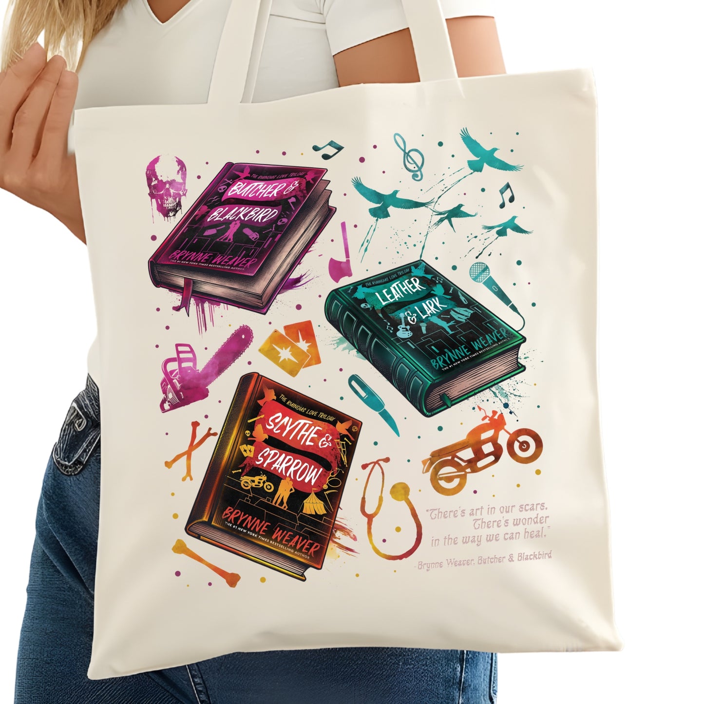 Butcher and Blackbird Book Covers Bookish Tote Bag – Reading Tote for Book Lovers – Book Reader Bag - Romance Reader Tote - Book Store