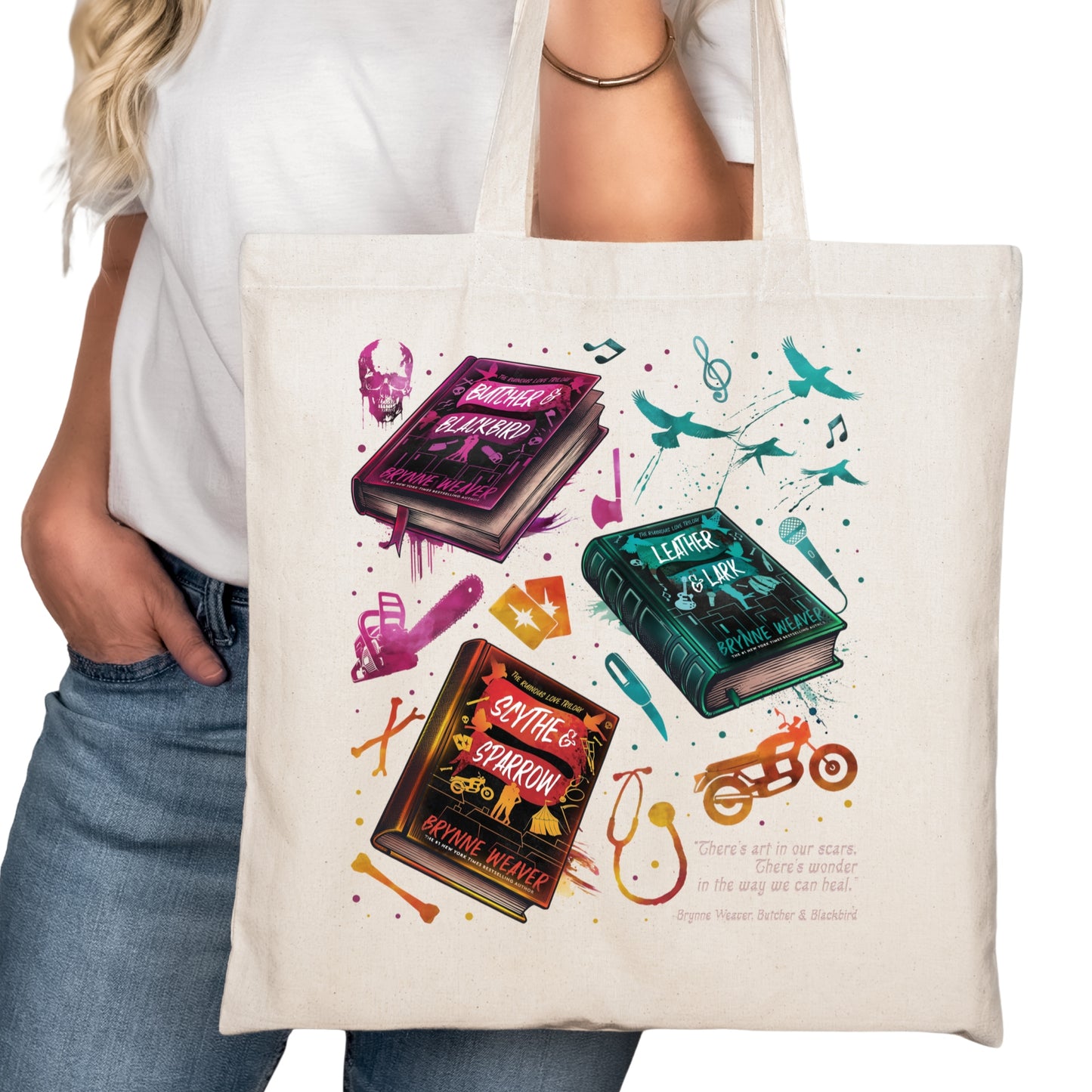 Butcher and Blackbird Book Covers Bookish Tote Bag – Reading Tote for Book Lovers – Book Reader Bag - Romance Reader Tote - Book Store