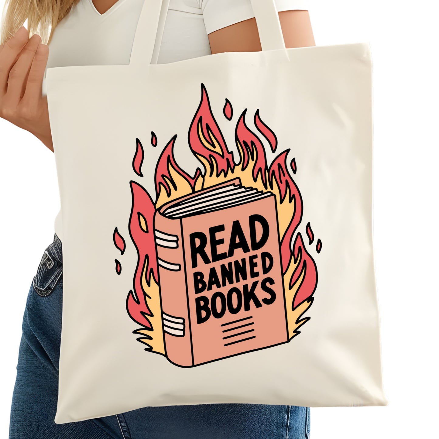 Read Banned Books Bookish Tote Bag – Reading Tote for Book Lovers – Book Reader Bag - Romance Reader Tote - Book Store