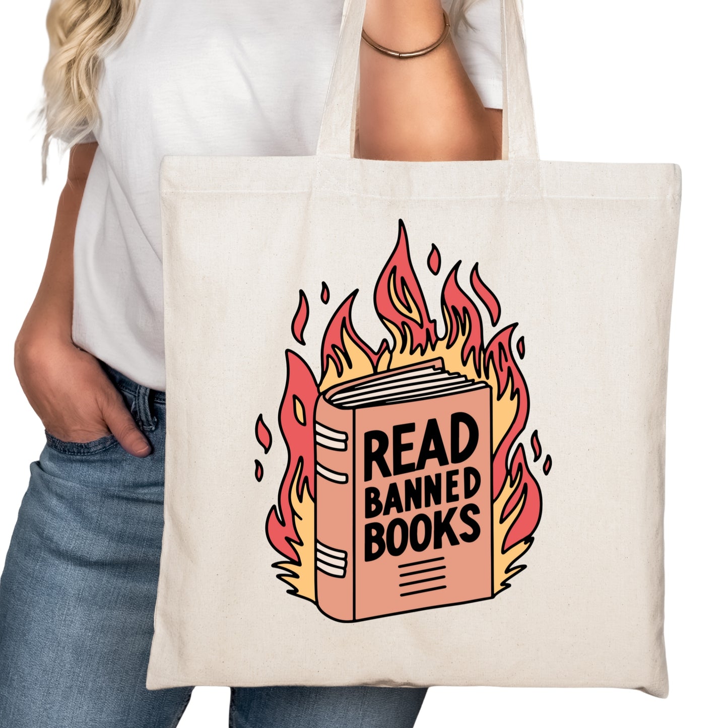 Read Banned Books Bookish Tote Bag – Reading Tote for Book Lovers – Book Reader Bag - Romance Reader Tote - Book Store