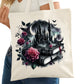 Books Castle Pink Roses Bookish Tote Bag – Reading Tote for Book Lovers – Book Reader Bag - Romance Reader Tote - Book Store