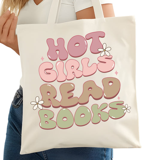 Hot Girls Read Books Bookish Tote Bag – Reading Tote for Book Lovers – Book Reader Bag - Romance Reader Tote - Book Store