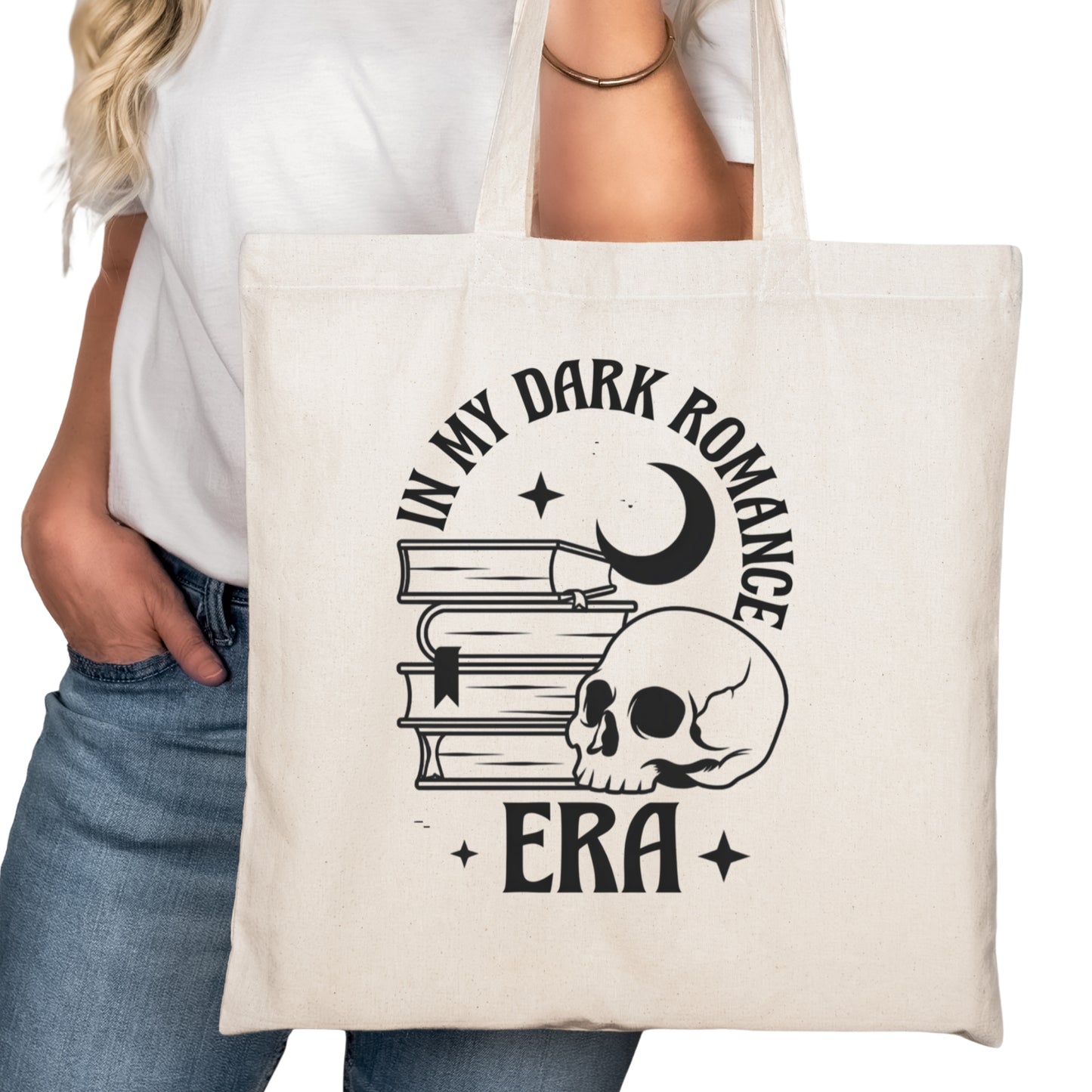 In My Dark Romance Era Bookish Tote Bag – Reading Tote for Book Lovers – Book Reader Bag - Romance Reader Tote - Book Store