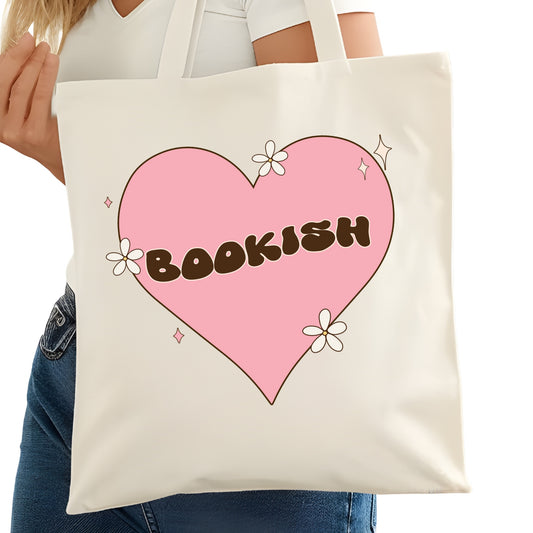 Bookish Heart Bookish Tote Bag – Reading Tote for Book Lovers – Book Reader Bag - Romance Reader Tote - Book Store