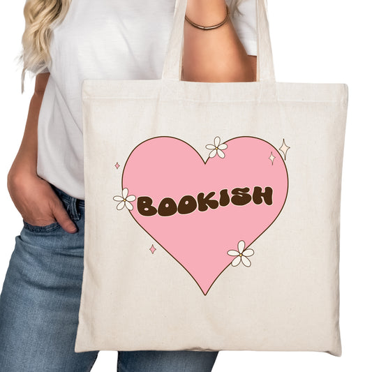 Bookish Heart Bookish Tote Bag – Reading Tote for Book Lovers – Book Reader Bag - Romance Reader Tote - Book Store