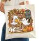 Ghosts Reading against Book shelf Bookish Tote Bag – Reading Tote for Book Lovers – Book Reader Bag - Romance Reader Tote - Book Store