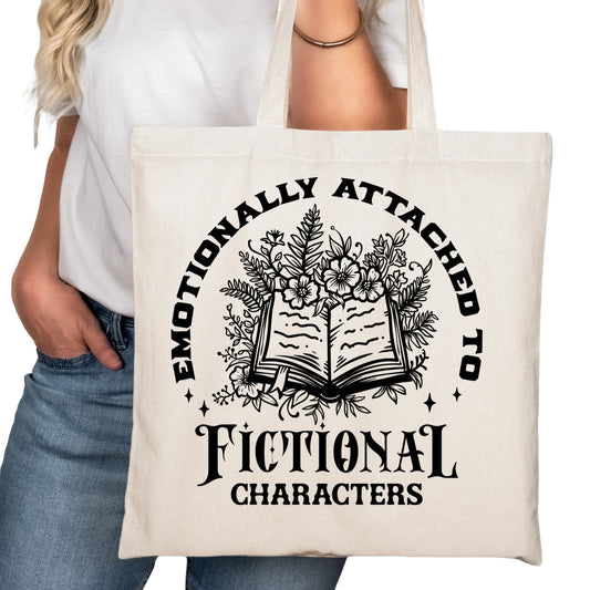 Emotionally Attached to Fictional Charcters Bookish Tote Bag – Reading Tote for Book Lovers – Book Reader Bag - Romance Reader Tote - Book Store