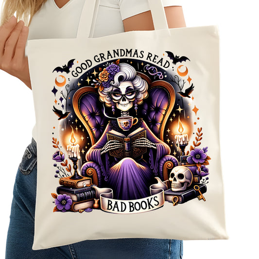 Good Grandmas Read Bad Books Bookish Tote Bag – Reading Tote for Book Lovers – Book Reader Bag - Romance Reader Tote - Book Store