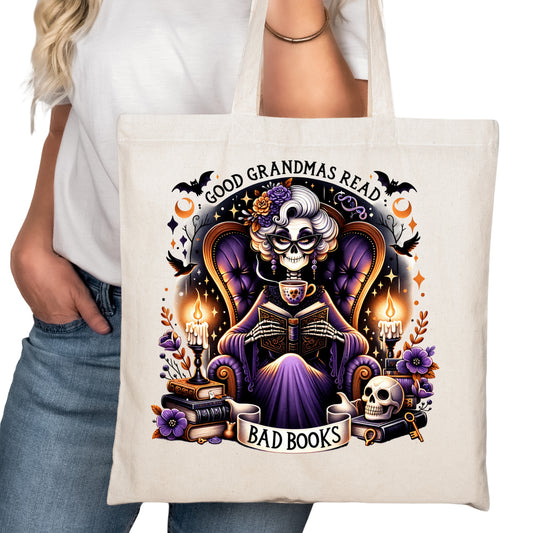 Good Grandmas Read Bad Books Bookish Tote Bag – Reading Tote for Book Lovers – Book Reader Bag - Romance Reader Tote - Book Store