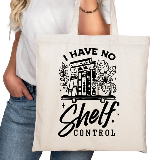 I Have No Shelf Control Bookish Tote Bag – Reading Tote for Book Lovers – Book Reader Bag - Romance Reader Tote - Book Store
