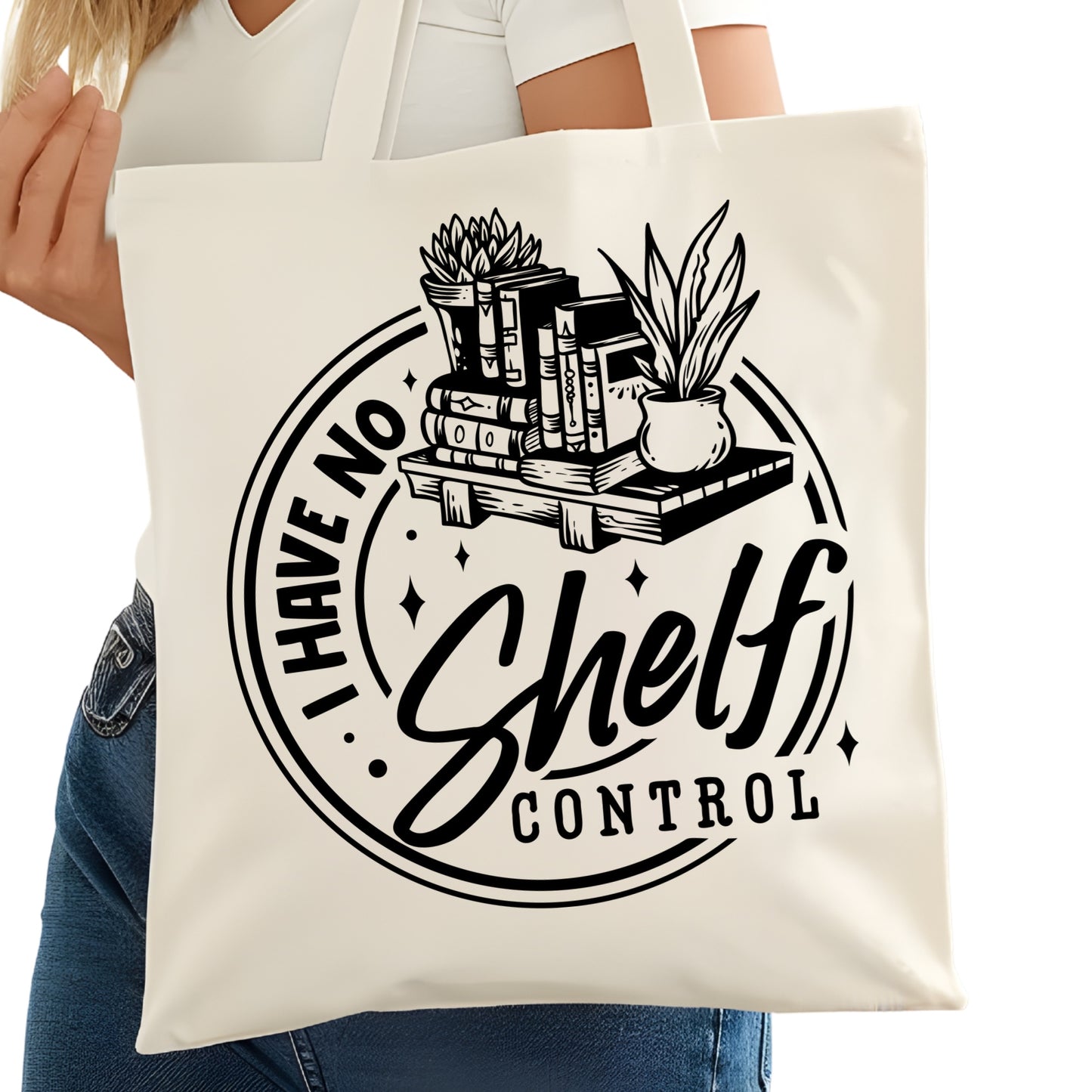 I Have No Shelf Control Bookish Tote Bag – Reading Tote for Book Lovers – Book Reader Bag - Romance Reader Tote - Book Store