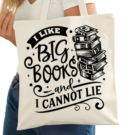 I Like Big Books and I Cannot Lie Bookish Tote Bag – Reading Tote for Book Lovers – Book Reader Bag - Romance Reader Tote - Book Store
