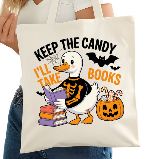 Keep the Candy I'll Keep the Books Bookish Tote Bag – Reading Tote for Book Lovers – Book Reader Bag - Romance Reader Tote - Book Store