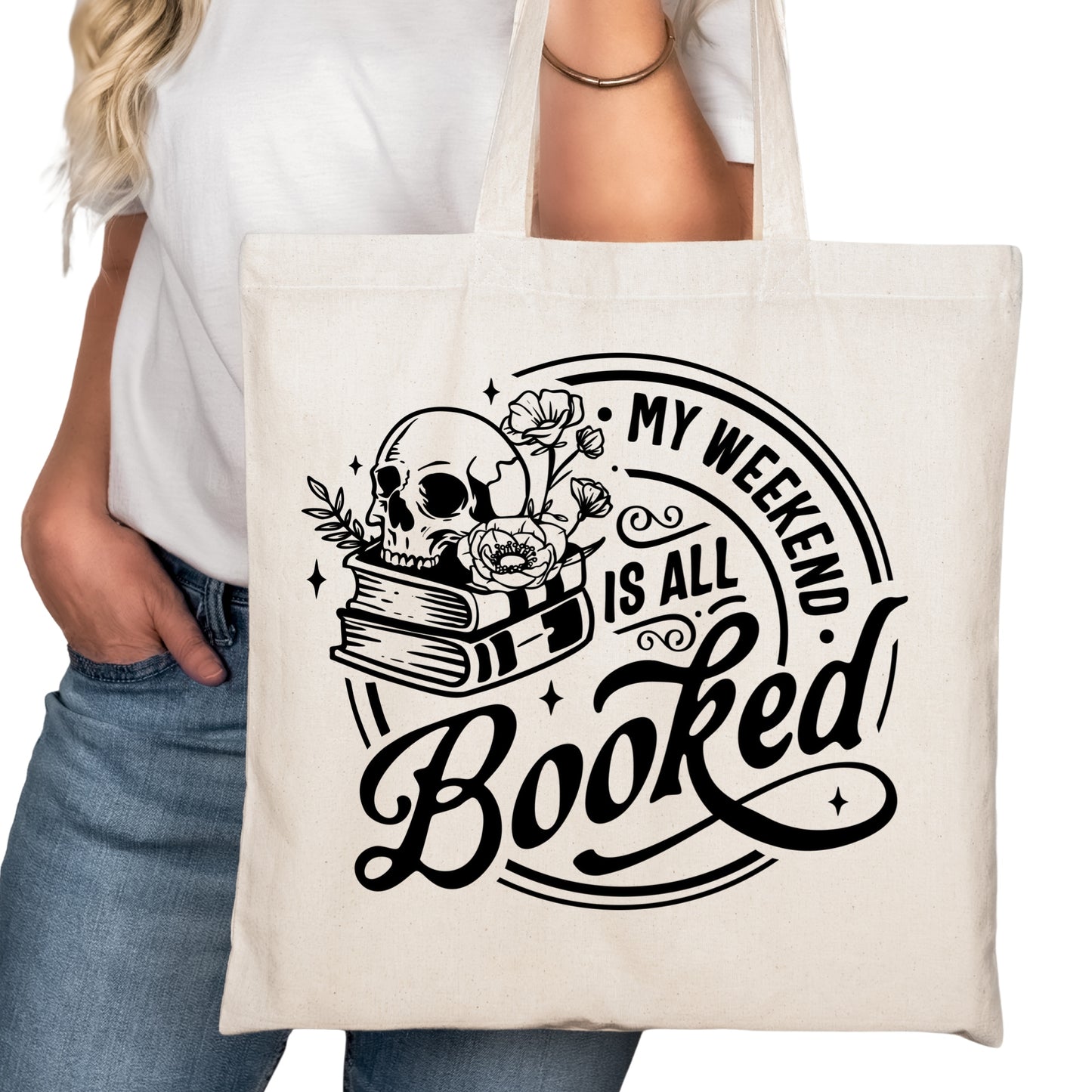 My Weekend is All Booked Bookish Tote Bag – Reading Tote for Book Lovers – Book Reader Bag - Romance Reader Tote - Book Store