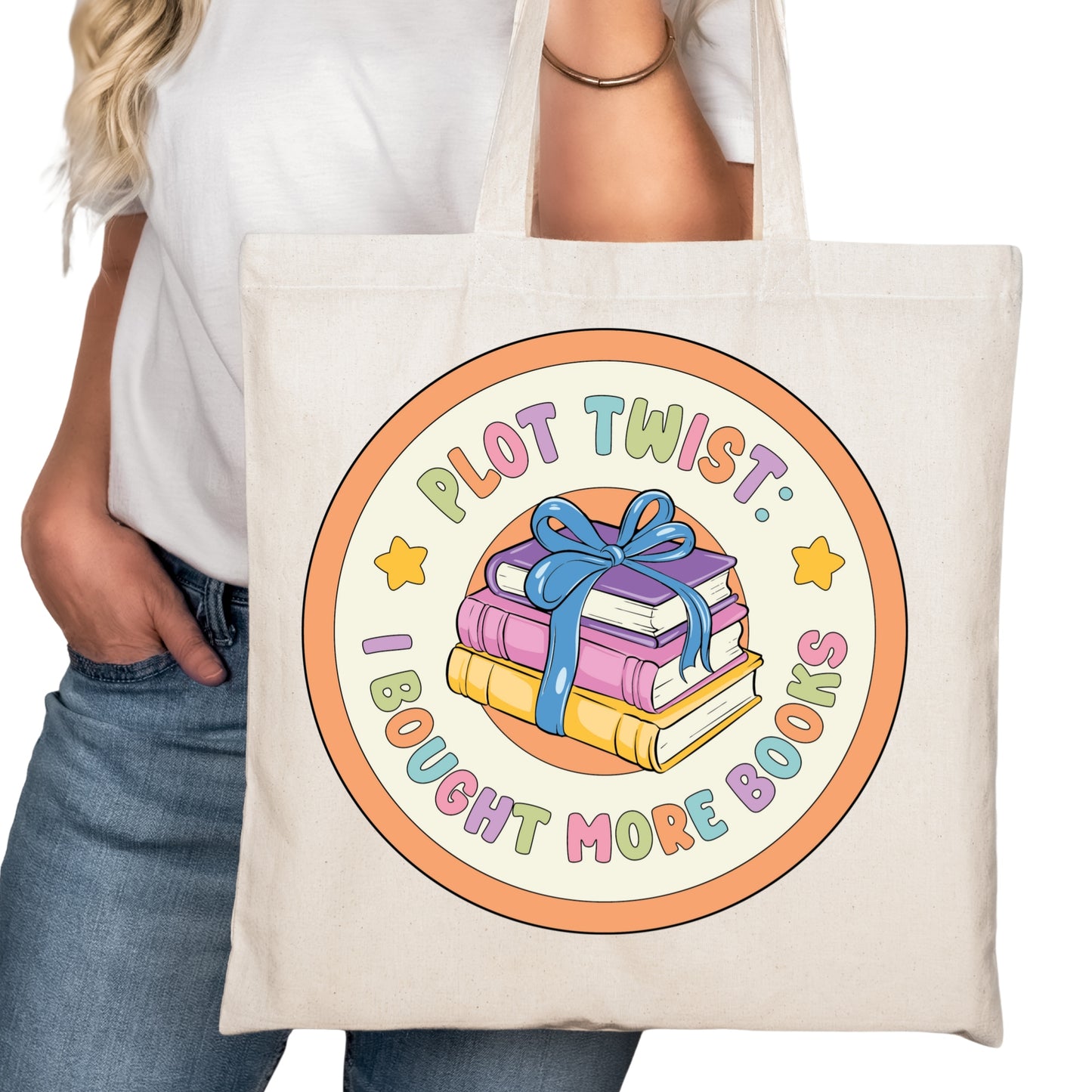 Plot Twist I Bought More Books Bookish Tote Bag – Reading Tote for Book Lovers – Book Reader Bag - Romance Reader Tote - Book Store