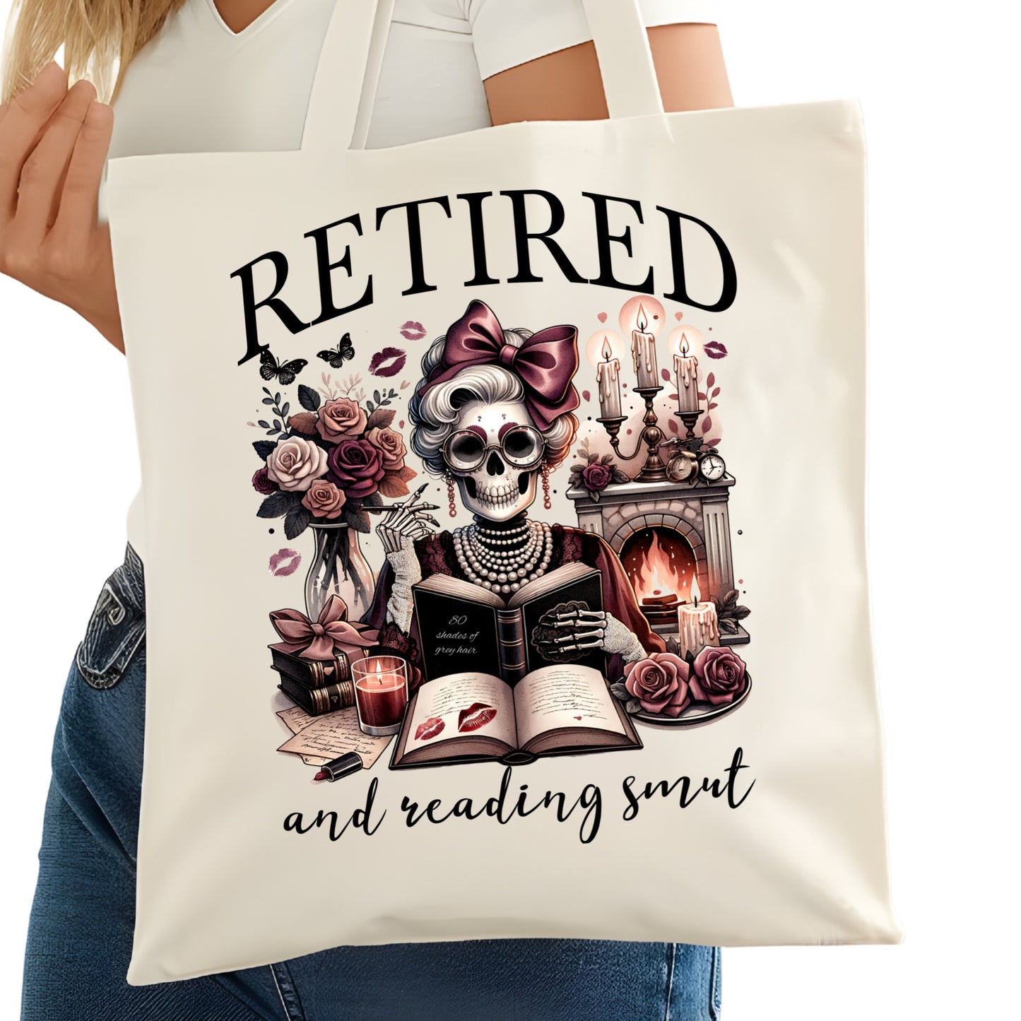 Retired Reading Smut Bookish Tote Bag – Reading Tote for Book Lovers – Book Reader Bag - Romance Reader Tote - Book Store