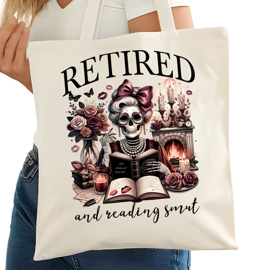 Retired Reading Smut Bookish Tote Bag – Reading Tote for Book Lovers – Book Reader Bag - Romance Reader Tote - Book Store