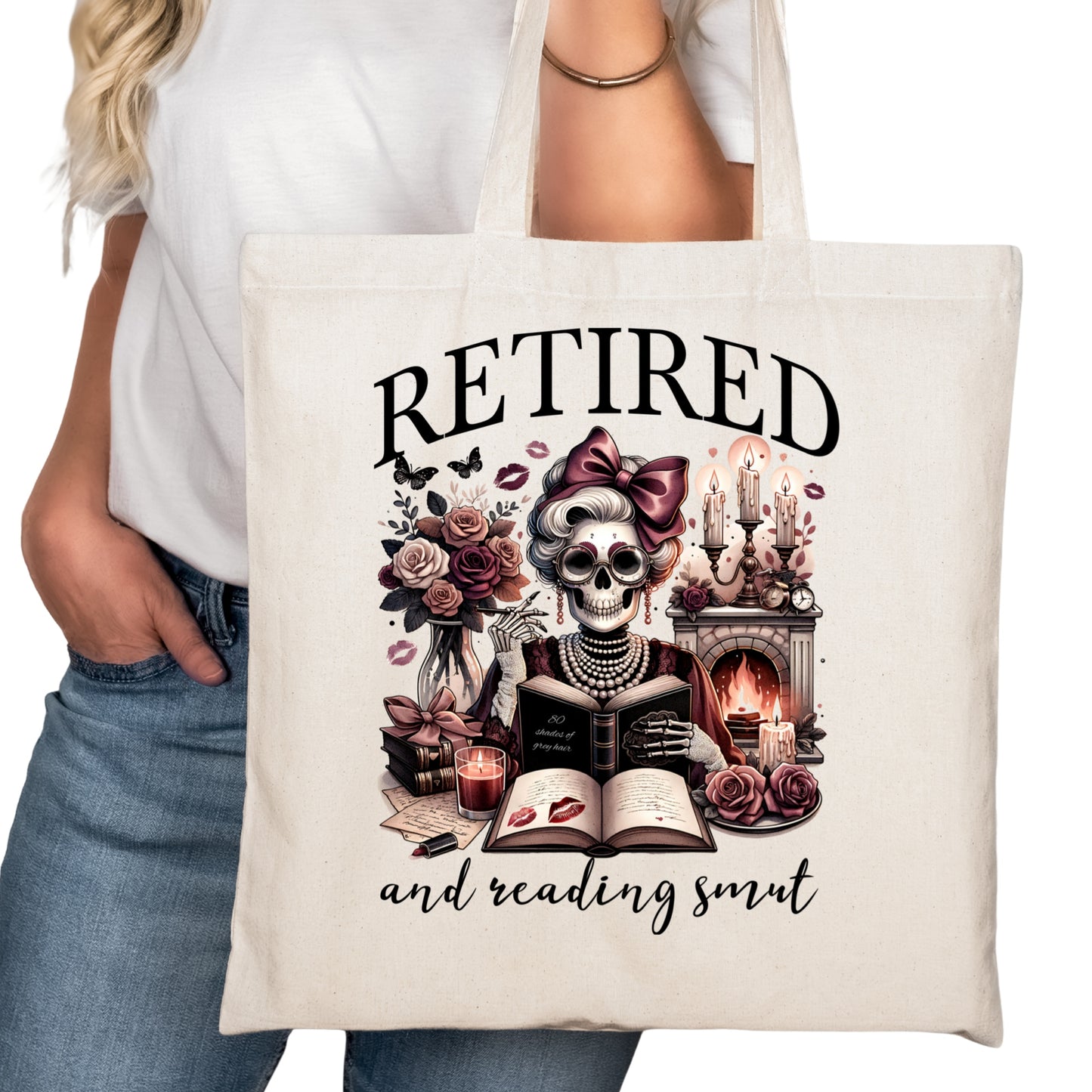 Retired Reading Smut Bookish Tote Bag – Reading Tote for Book Lovers – Book Reader Bag - Romance Reader Tote - Book Store